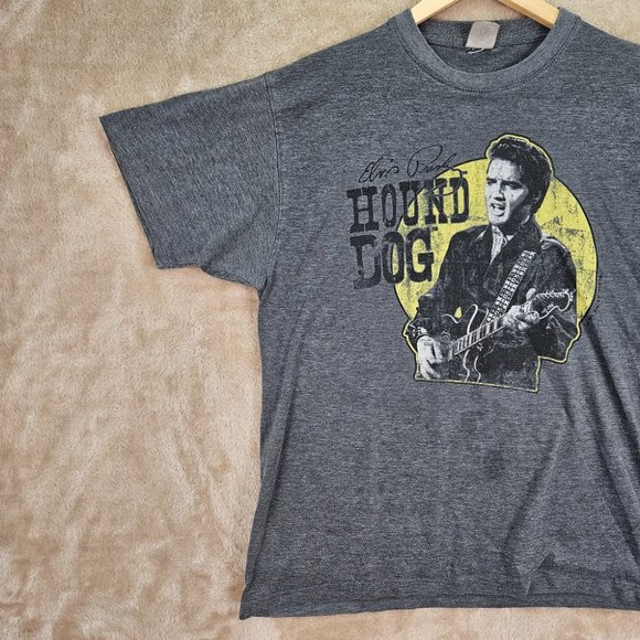 Elvis Presley T-Shirt Men's The King Of Rock & Roll Hound Dog Gray - Picture 8 of 10